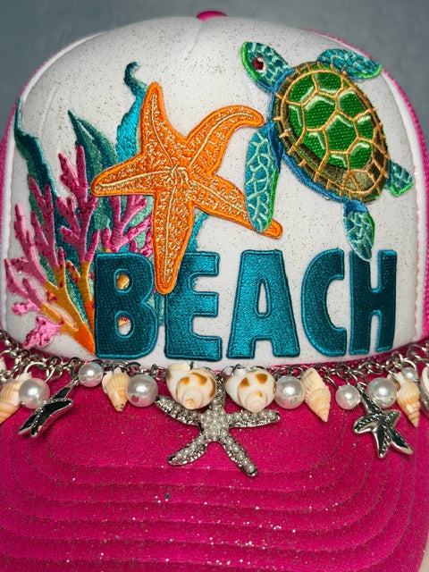 Embellished beach trucker hat